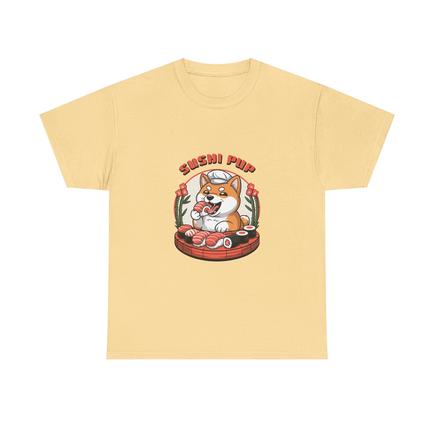 Dog Eating Sushi Tee, Funny Animal Lover Shirt, Foodie Graphic Tshirt, Cute Pet