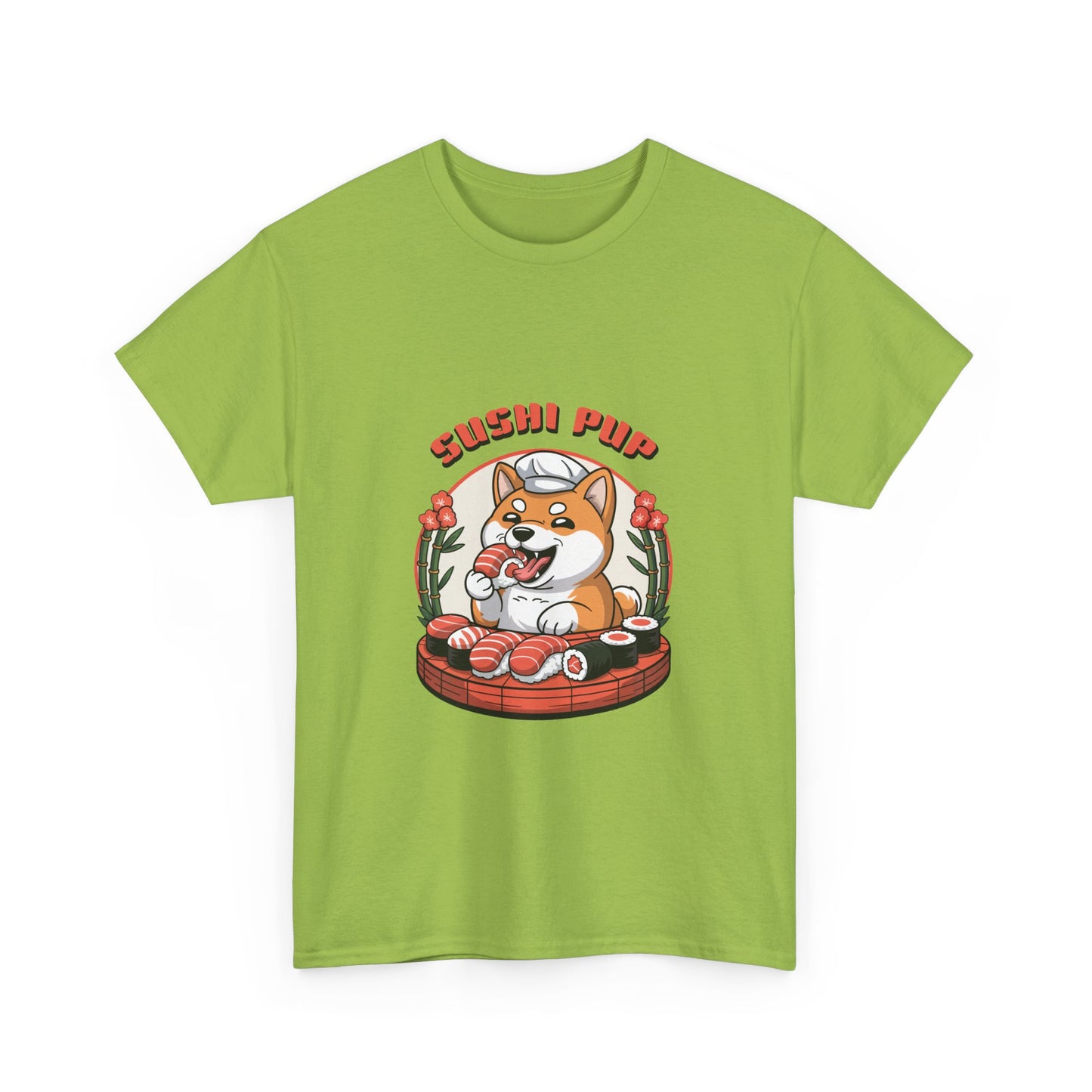Dog Eating Sushi Tee, Funny Animal Lover Shirt, Foodie Graphic Tshirt, Cute Pet