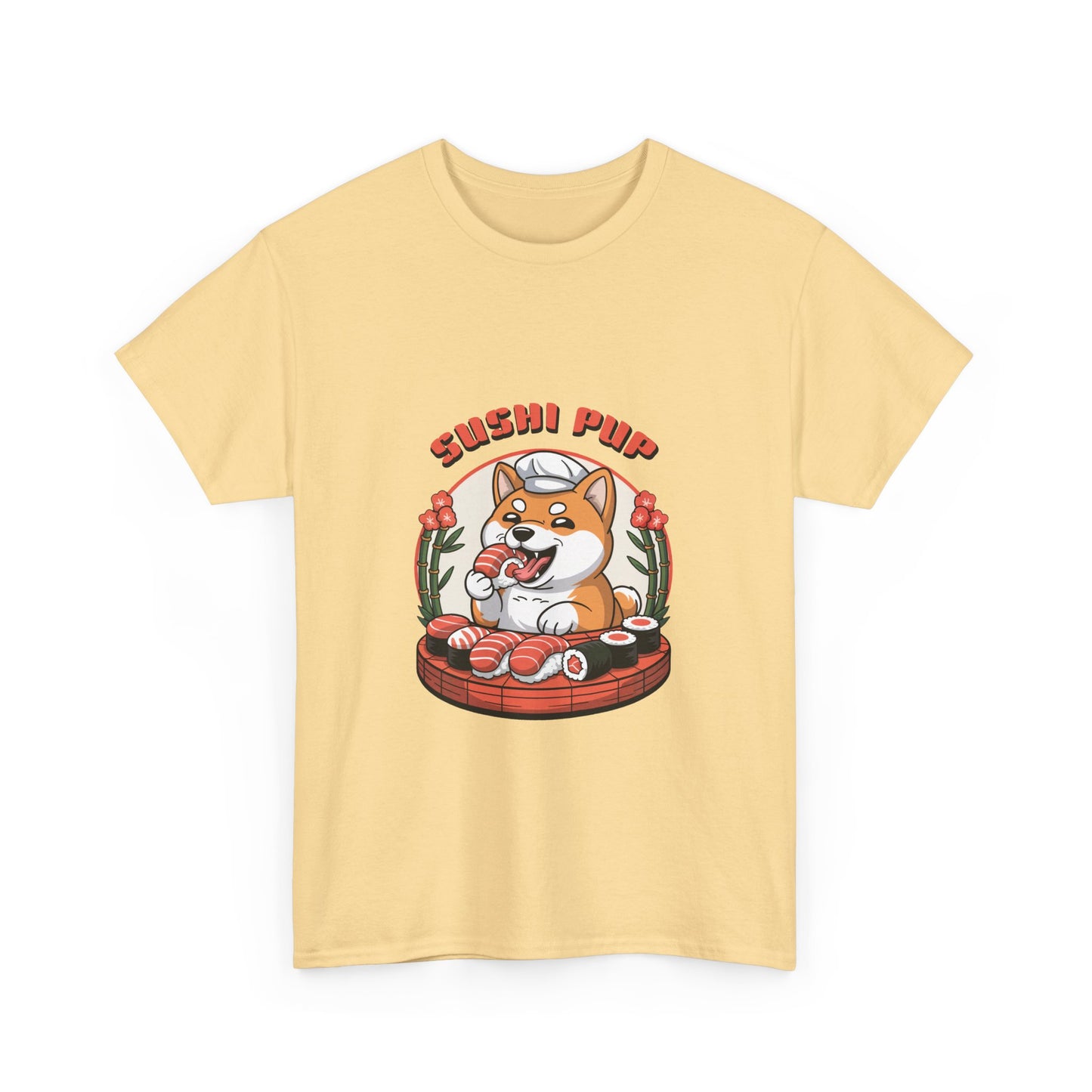 Dog Eating Sushi Tee, Funny Animal Lover Shirt, Foodie Graphic Tshirt, Cute Pet