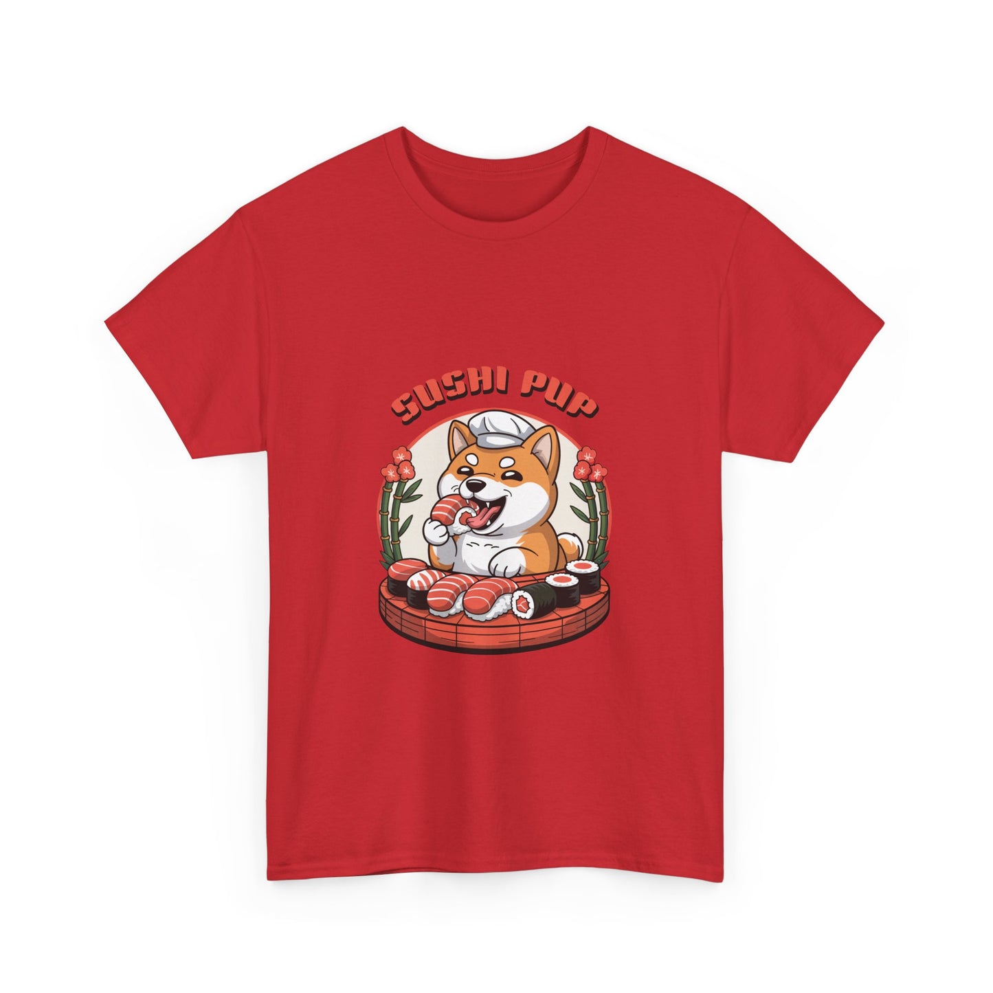Dog Eating Sushi Tee, Funny Animal Lover Shirt, Foodie Graphic Tshirt, Cute Pet