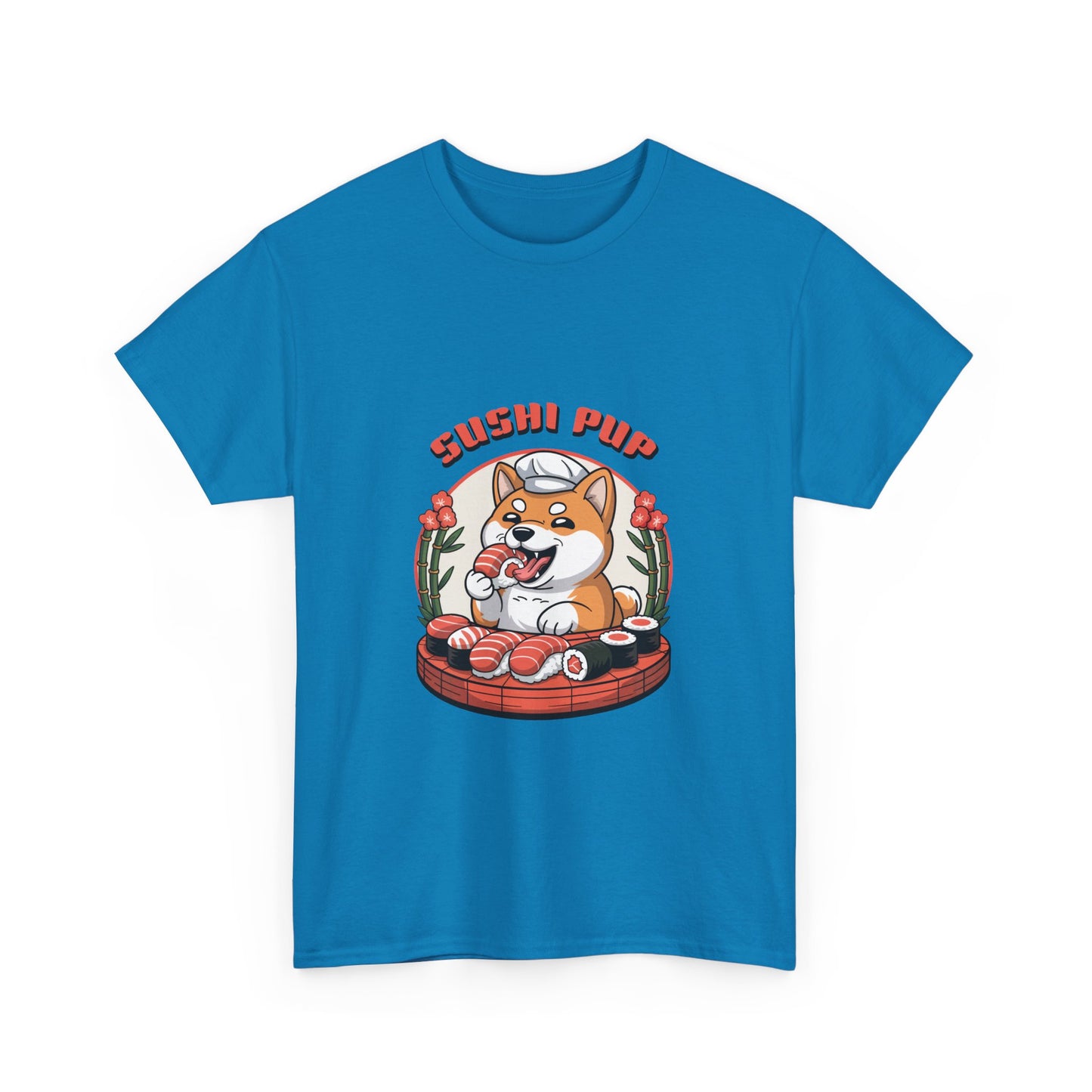 Dog Eating Sushi Tee, Funny Animal Lover Shirt, Foodie Graphic Tshirt, Cute Pet
