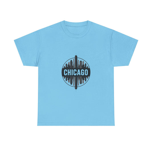 Chicago Skyline Unisex Heavy Cotton Tee, Vintage Chicago T-Shirt, Gift for