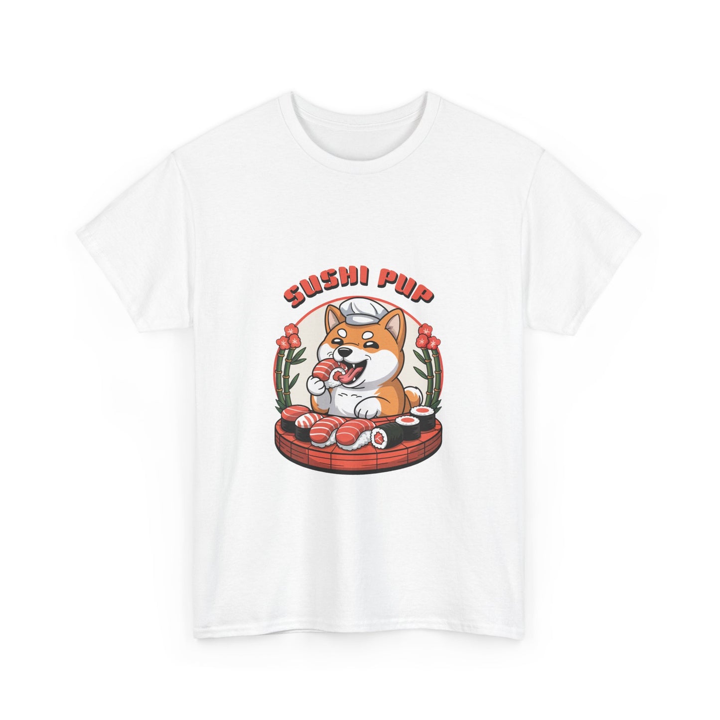 Dog Eating Sushi Tee, Funny Animal Lover Shirt, Foodie Graphic Tshirt, Cute Pet